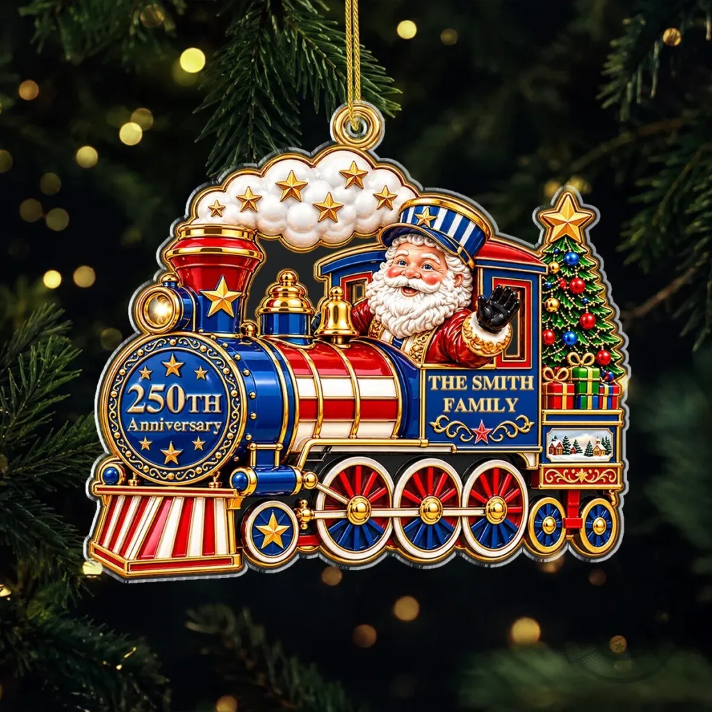 250th Anniversary Santa Claus Christmas Train Acrylic Ornament 250th Anniversary Santa Claus Christmas Train Acrylic Ornament