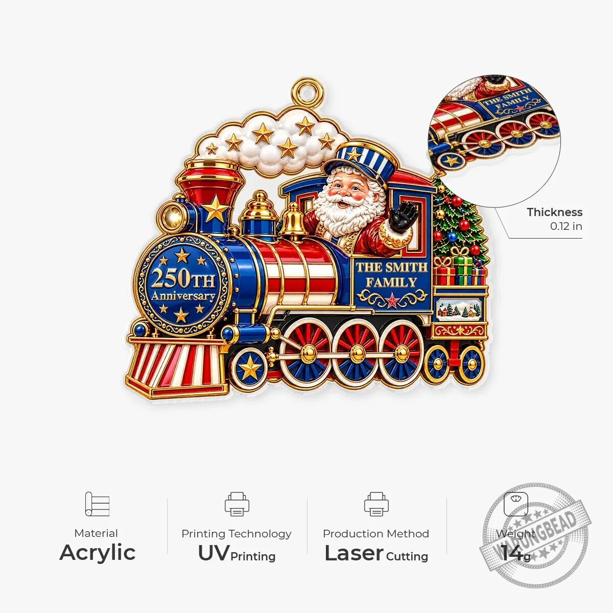 250th Anniversary Santa Claus Christmas Train Acrylic Ornament 8 250th Anniversary Santa Claus Christmas Train Acrylic Ornament