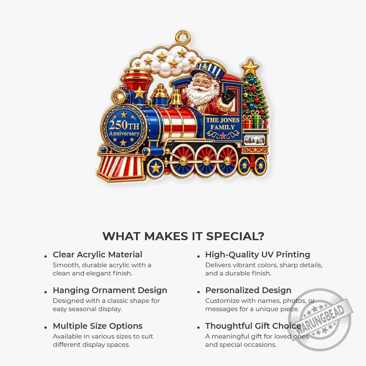 250th Anniversary Santa Claus Christmas Train Acrylic Ornament 11 250th Anniversary Santa Claus Christmas Train Acrylic Ornament