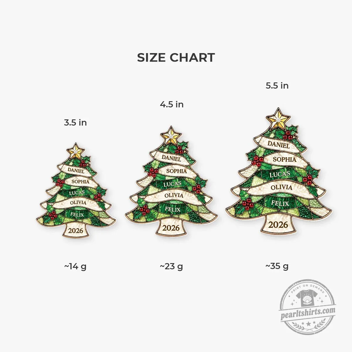Personalized Family Tree Christmas Ornament with Names and Year 9 Personalized Family Tree Christmas Ornament with Names and Year