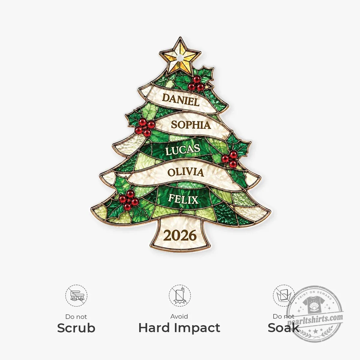 Personalized Family Tree Christmas Ornament with Names and Year 10 Personalized Family Tree Christmas Ornament with Names and Year