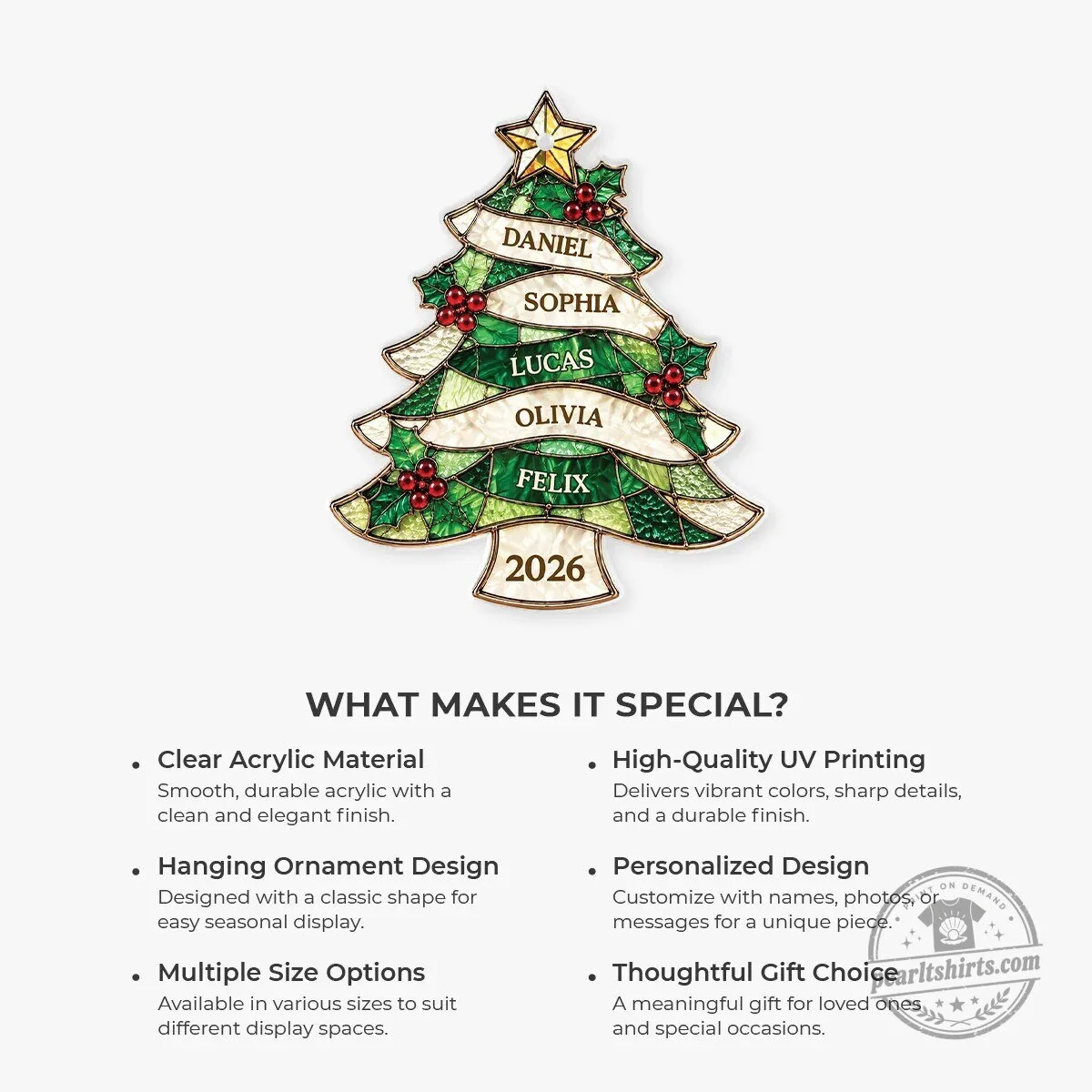 Personalized Family Tree Christmas Ornament with Names and Year 11 Personalized Family Tree Christmas Ornament with Names and Year