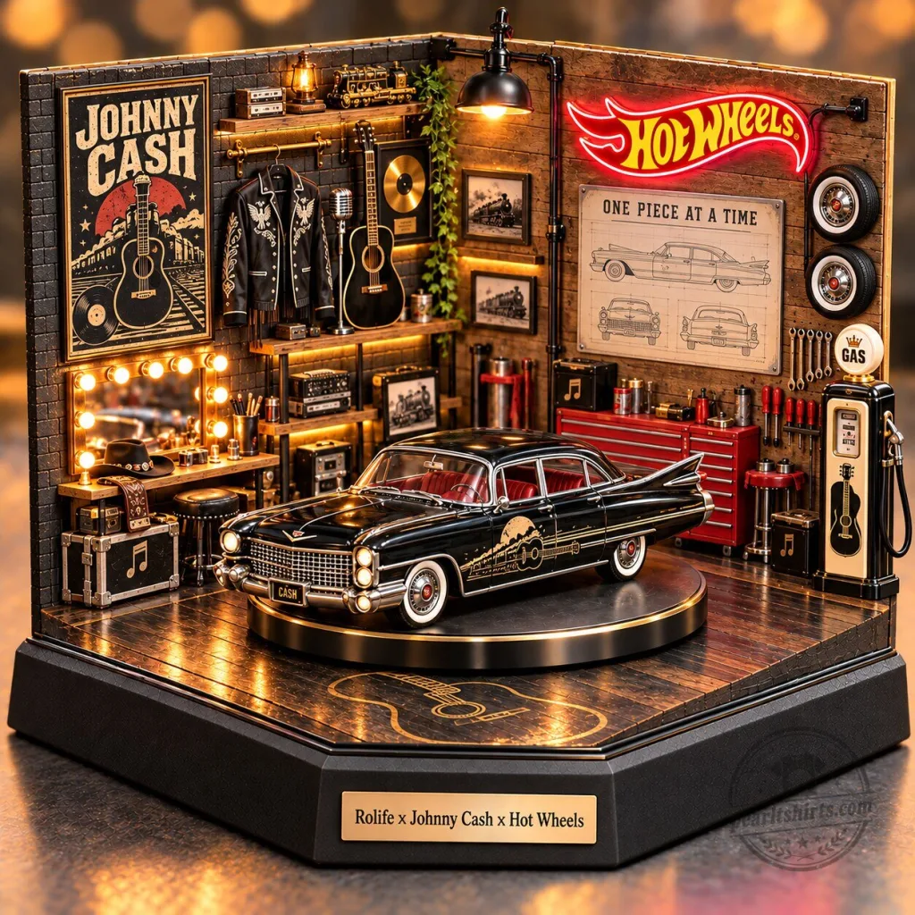 Johnny Cash Hot Wheels Collectible Car Garage Diorama Display Johnny Cash Hot Wheels Collectible Car Garage Diorama Display