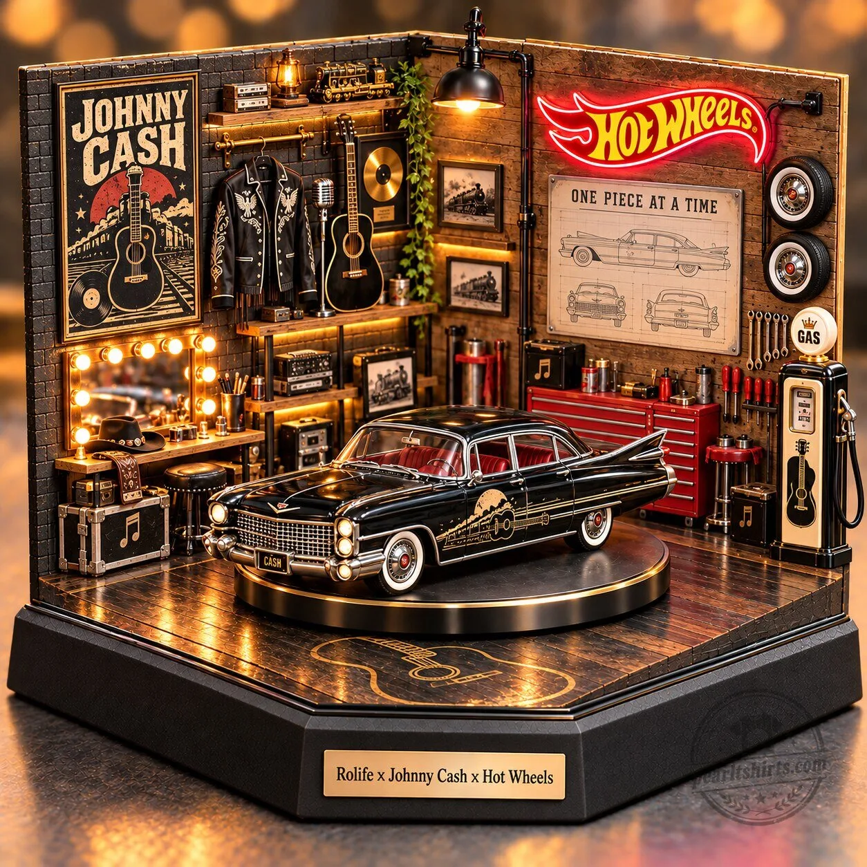 Johnny Cash Hot Wheels Collectible Car Garage Diorama Display