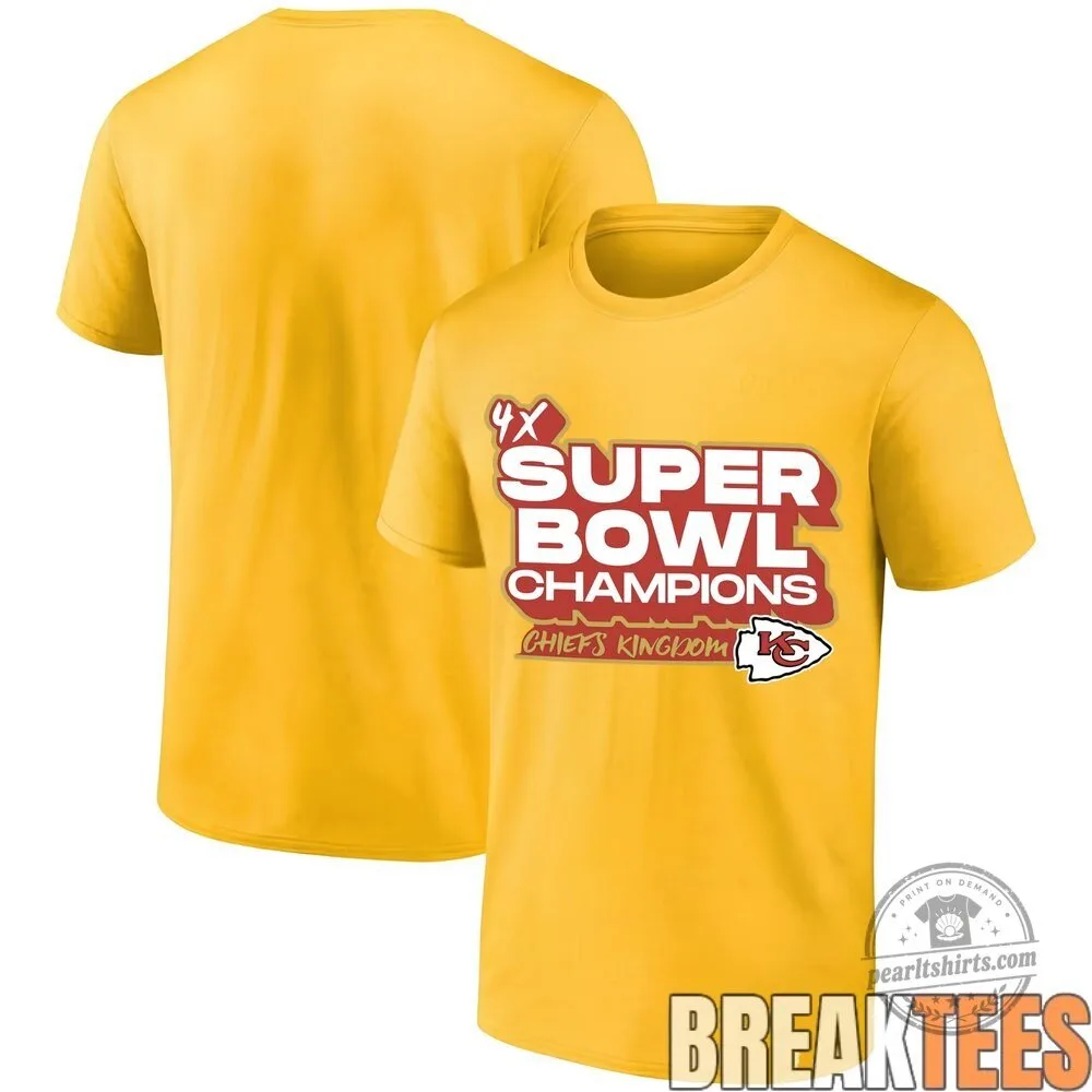 Kansas City Chiefs Four Time Super Bowl Champions Black Fanatics T-Shirt 11 Kansas City Chiefs Four Time Super Bowl Champions Black Fanatics T-Shirt