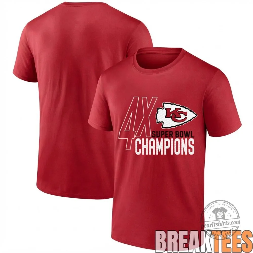 Kansas City Chiefs Four Time Super Bowl Champions Black Fanatics T-Shirt 14 Kansas City Chiefs Four Time Super Bowl Champions Black Fanatics T-Shirt