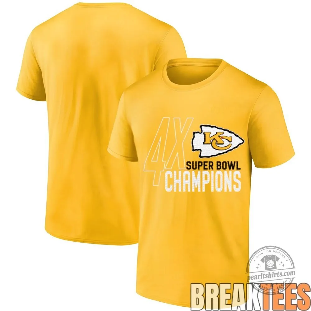 Kansas City Chiefs Four Time Super Bowl Champions Black Fanatics T-Shirt 15 Kansas City Chiefs Four Time Super Bowl Champions Black Fanatics T-Shirt