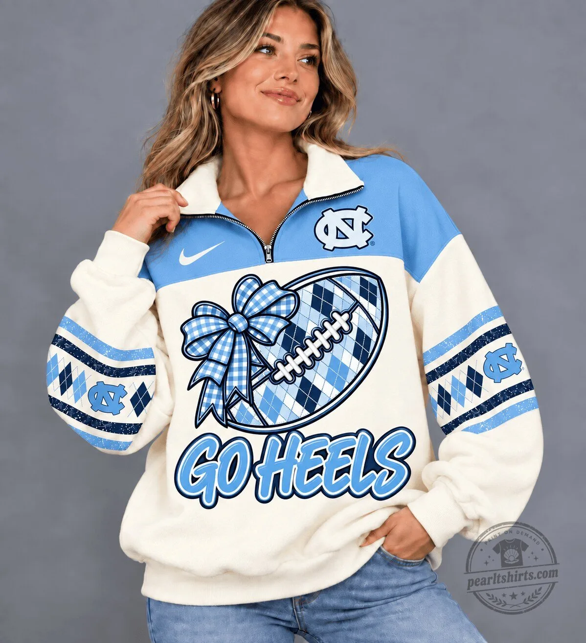 North Carolina Tar Heels Football Quarter-Zip Sweatshirt for Women