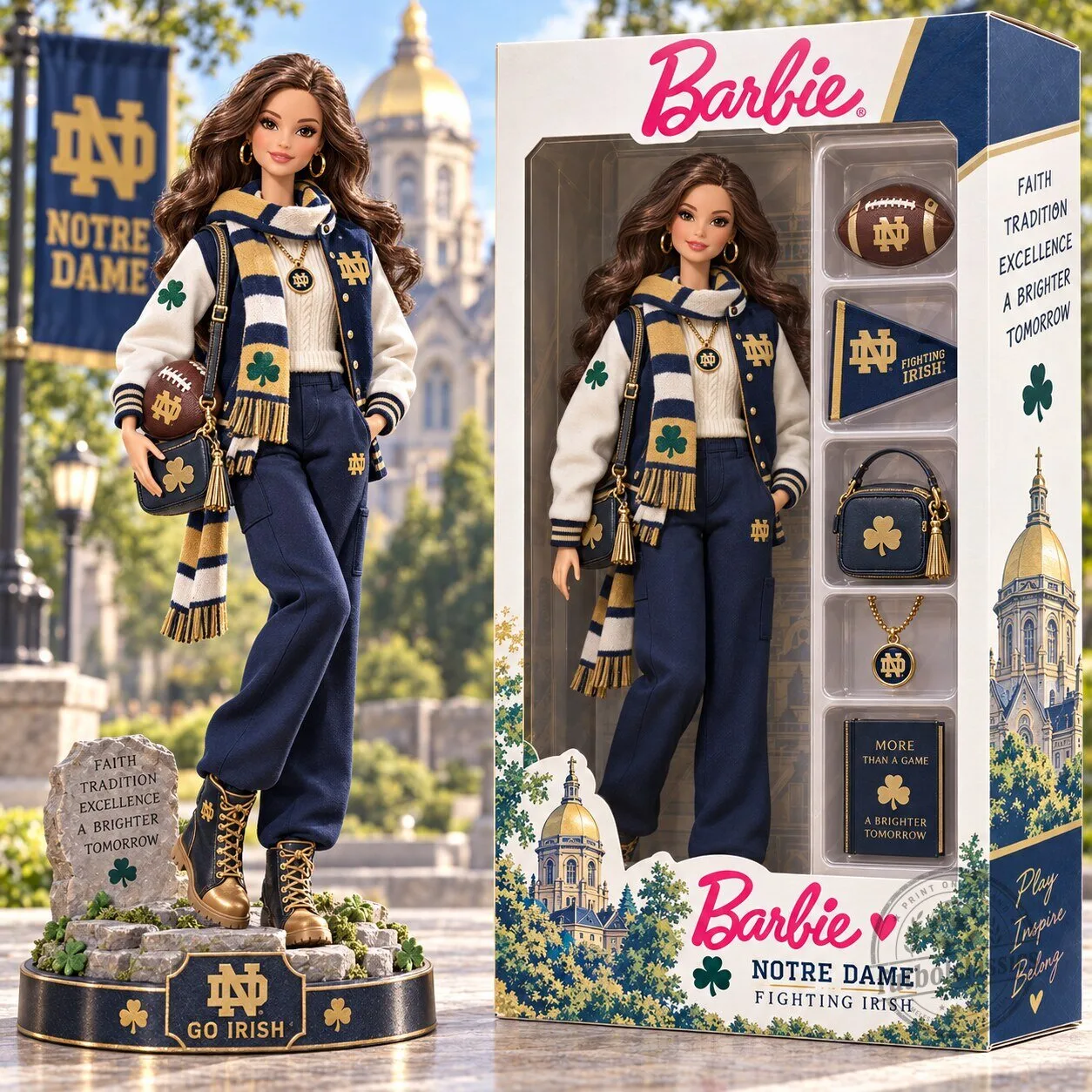 Collectible Barbie Doll Figure of the Notre Dame Fighting Irish