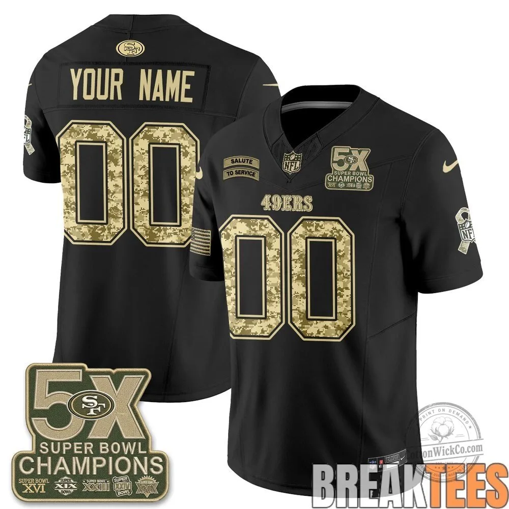 Black Football Jersey for San Francisco 49ers Salute to Service 5 Black Football Jersey for San Francisco 49ers Salute to Service
