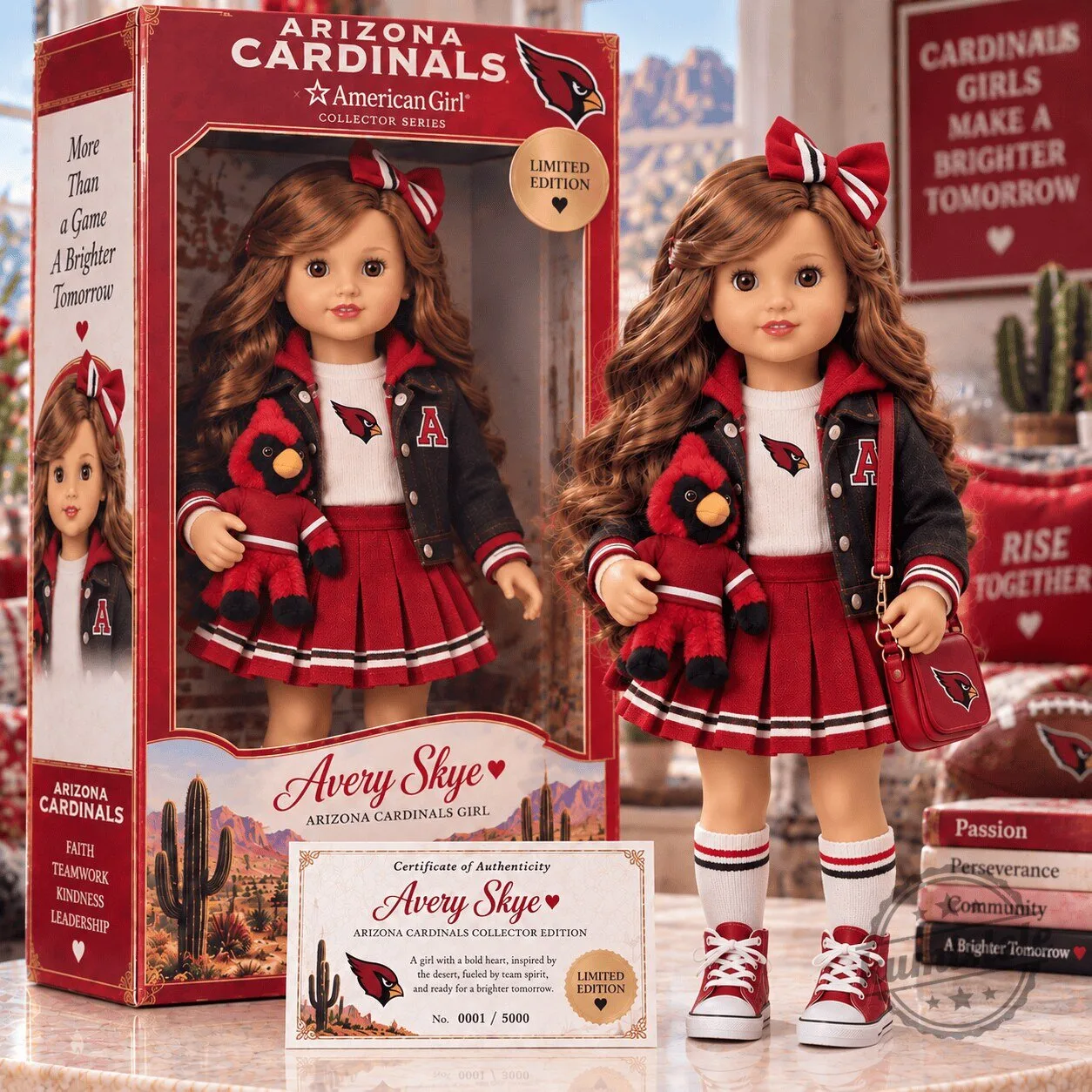 Arizona Cardinals American Girl Avery Skye Collector Series Limited Edition Doll