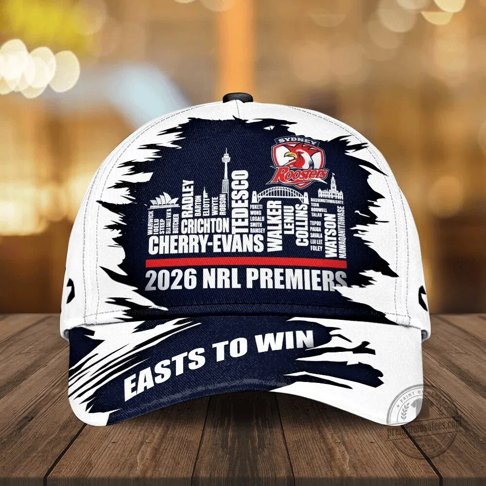 Sydney Roosters 2026 NRL Premiers Easts To Win Baseball Cap Hat 1 Sydney Roosters 2026 NRL Premiers Easts To Win Baseball Cap Hat