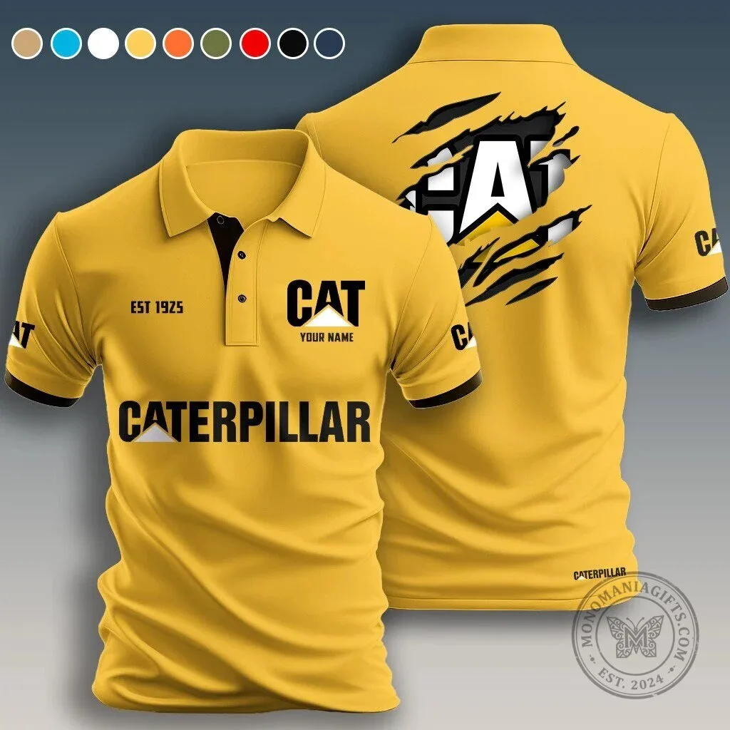 Caterpillar Yellow Personalized Construction Equipment Company Polo Shirt