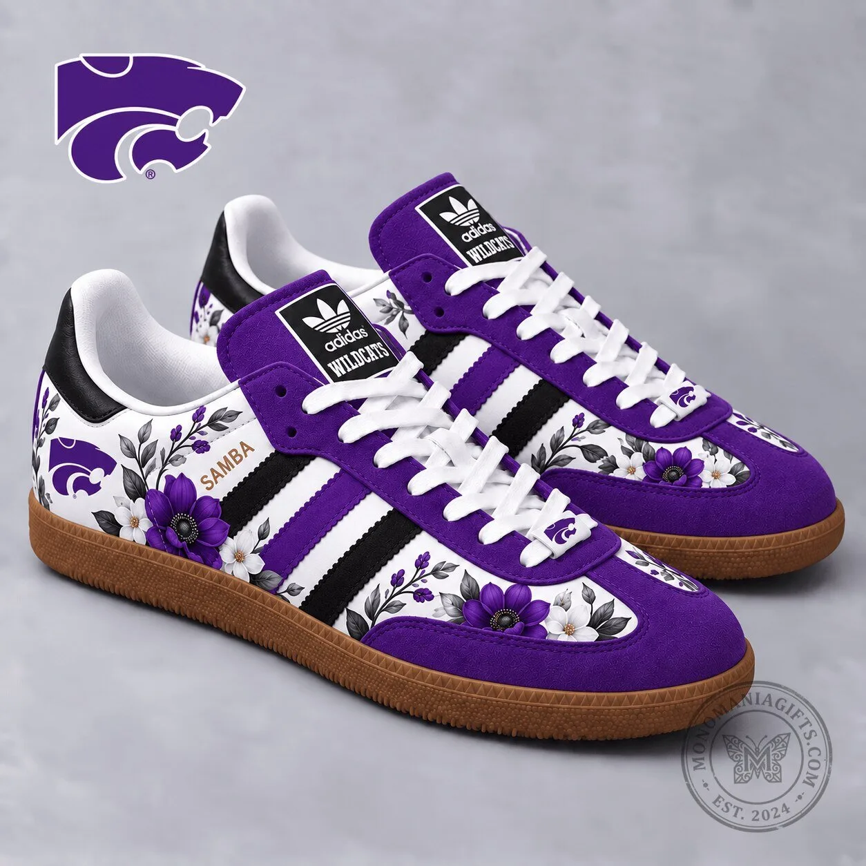 Kansas State Wildcats Floral Samba Shoes, NCAA Heritage Design Sneakers