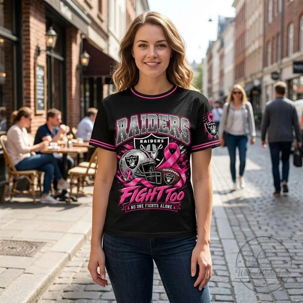Las Vegas Raiders Breast Cancer Awareness Fight Too No One Fights Alone T-Shirt 10 Las Vegas Raiders Breast Cancer Awareness Fight Too No One Fights Alone T-Shirt