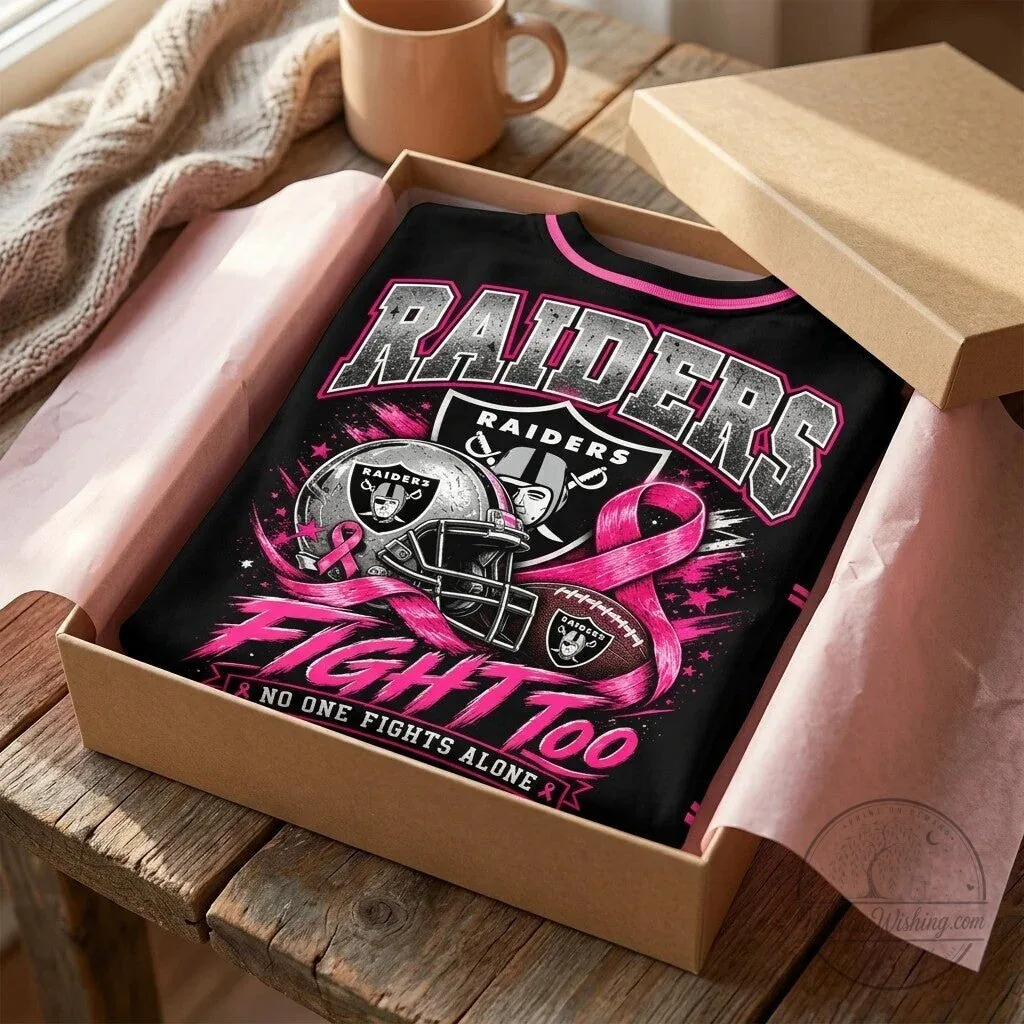 Las Vegas Raiders Breast Cancer Awareness Fight Too No One Fights Alone T-Shirt 13 Las Vegas Raiders Breast Cancer Awareness Fight Too No One Fights Alone T-Shirt