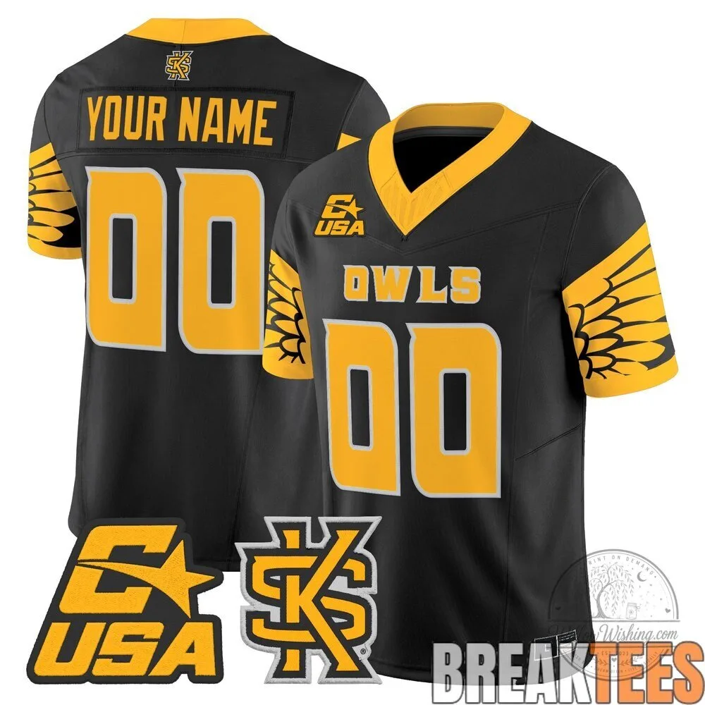 Kennesaw State Owls Custom Black Football Jersey