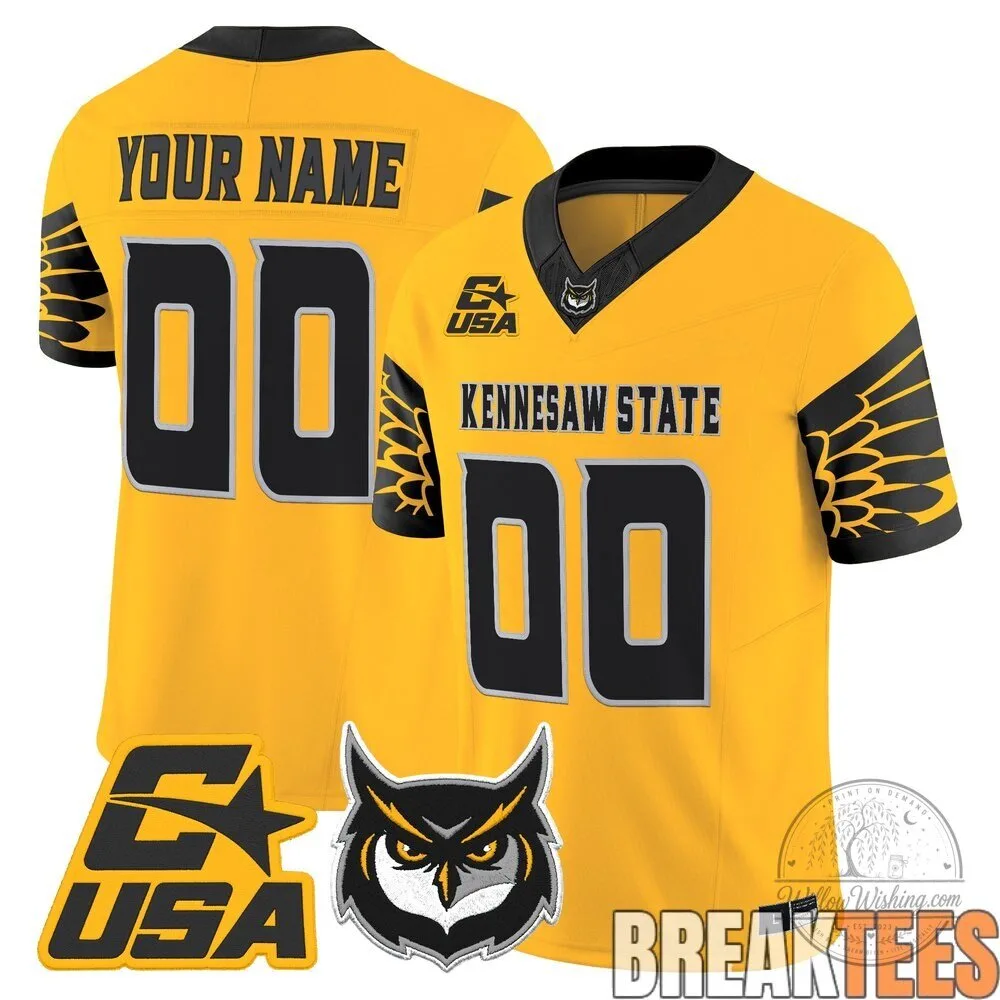 Kennesaw State Owls Custom Black Football Jersey 8 Kennesaw State Owls Custom Black Football Jersey