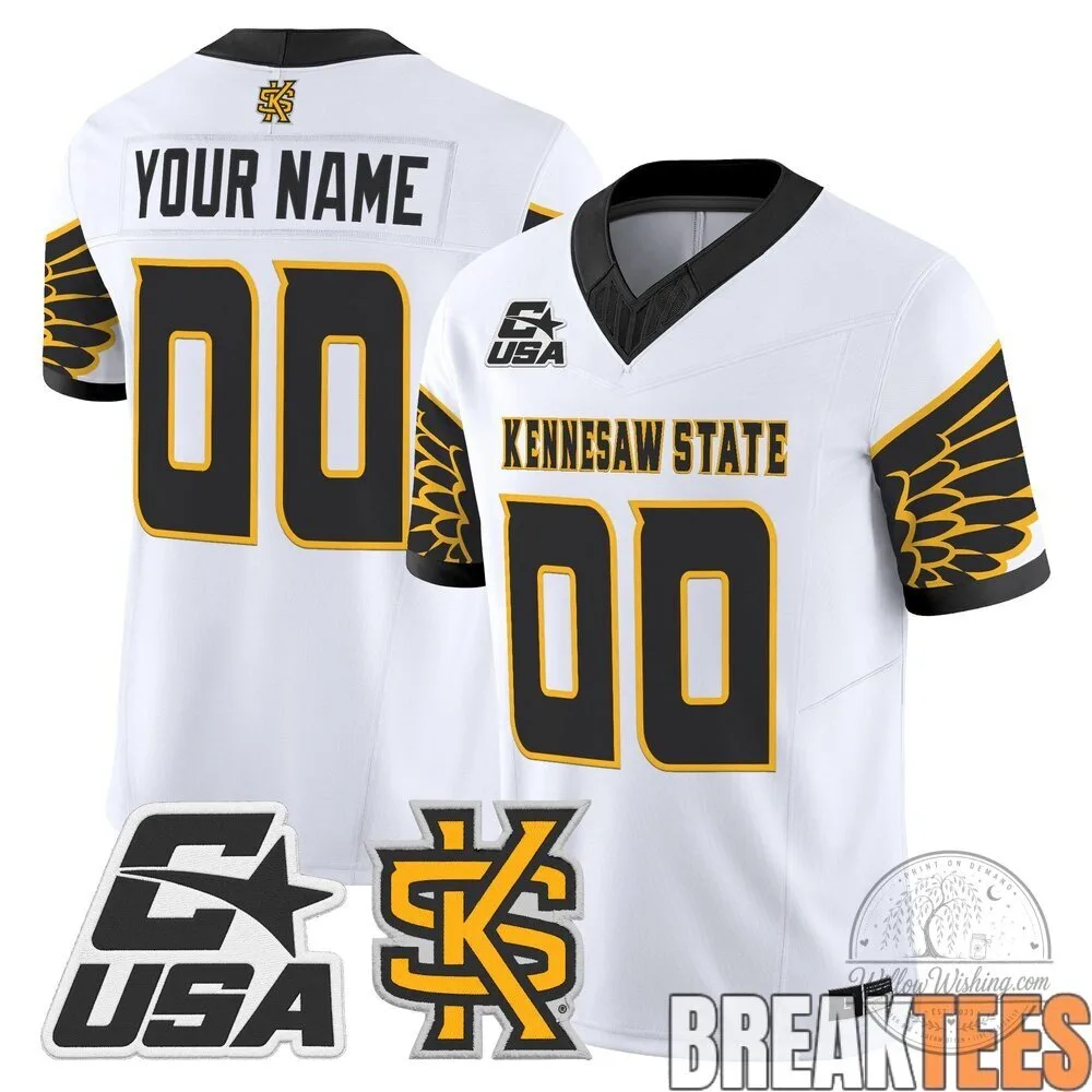 Kennesaw State Owls Custom Black Football Jersey 9 Kennesaw State Owls Custom Black Football Jersey
