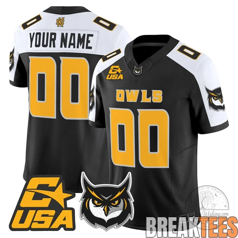 Kennesaw State Owls Custom Black Football Jersey 10 Kennesaw State Owls Custom Black Football Jersey