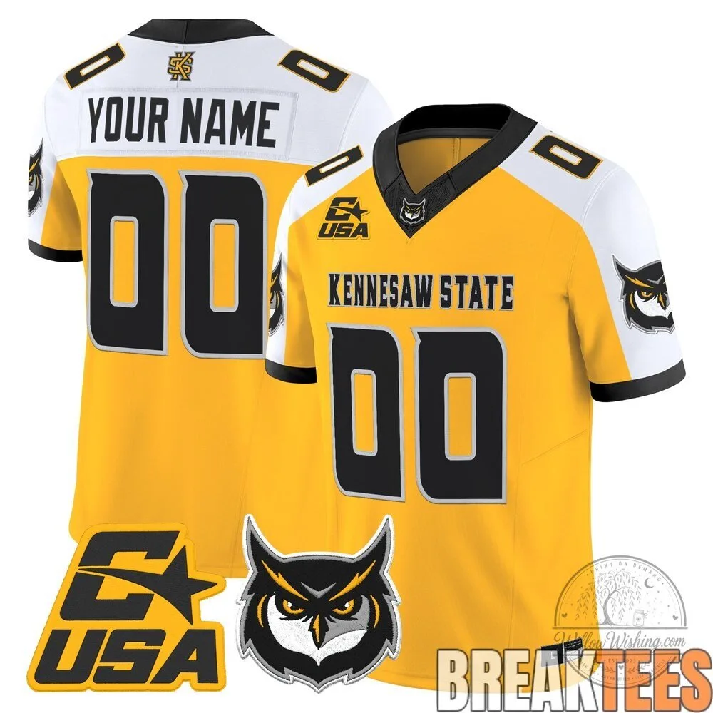 Kennesaw State Owls Custom Black Football Jersey 11 Kennesaw State Owls Custom Black Football Jersey