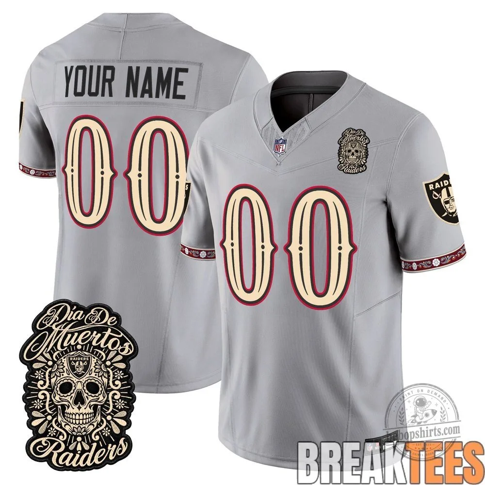 Las Vegas Raiders Dia de los Muertos Custom Football Jersey 6 Las Vegas Raiders Dia de los Muertos Custom Football Jersey