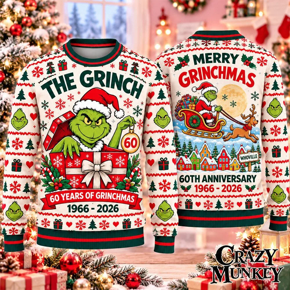 The Grinch 60th Anniversary 1966 2026 Christmas Sweater | Apparel 3 The Grinch 60th Anniversary 1966 2026 Christmas Sweater | Apparel
