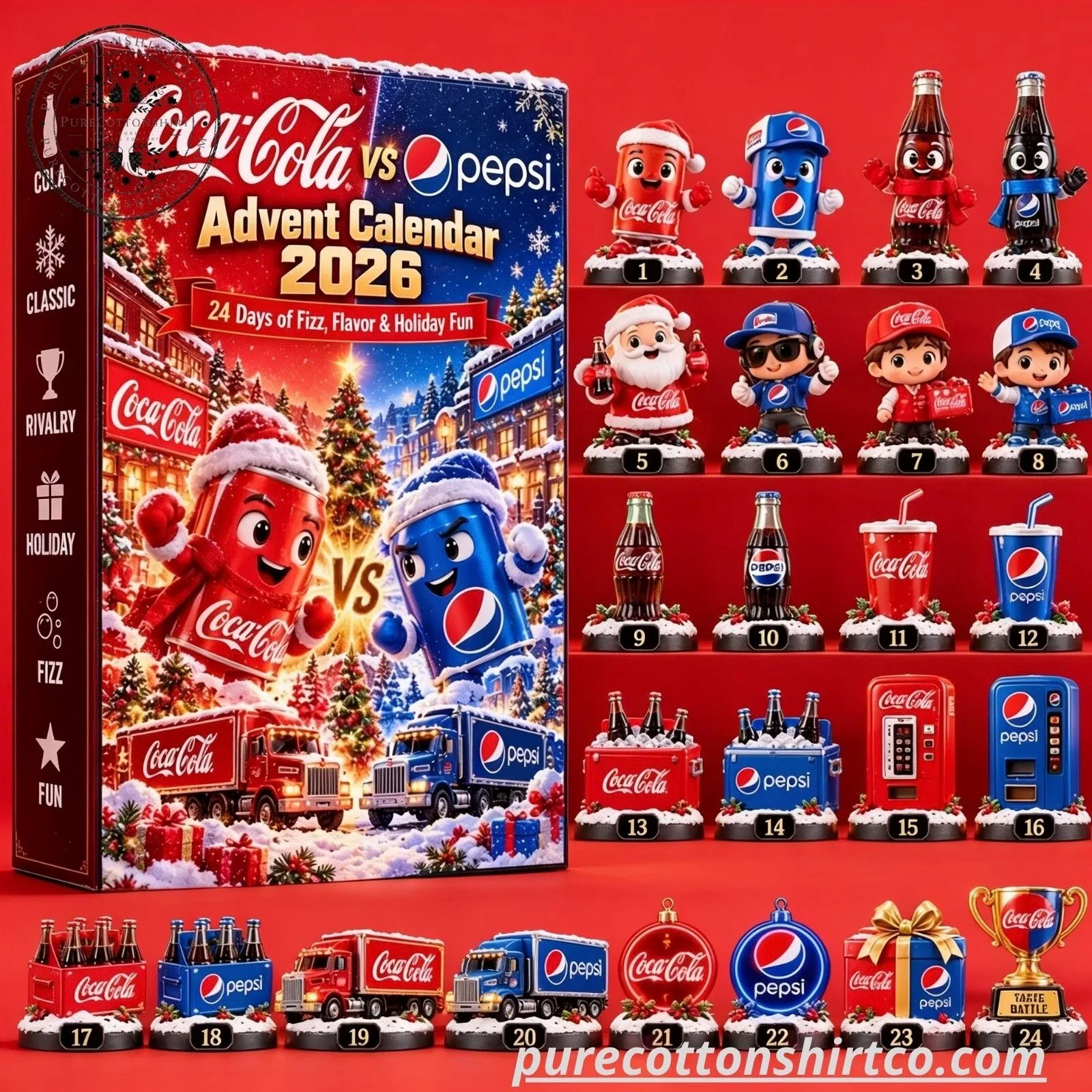 24 Days Coca-Cola vs Pepsi Advent Calendar 2026 – Soda Lover Christmas Gift