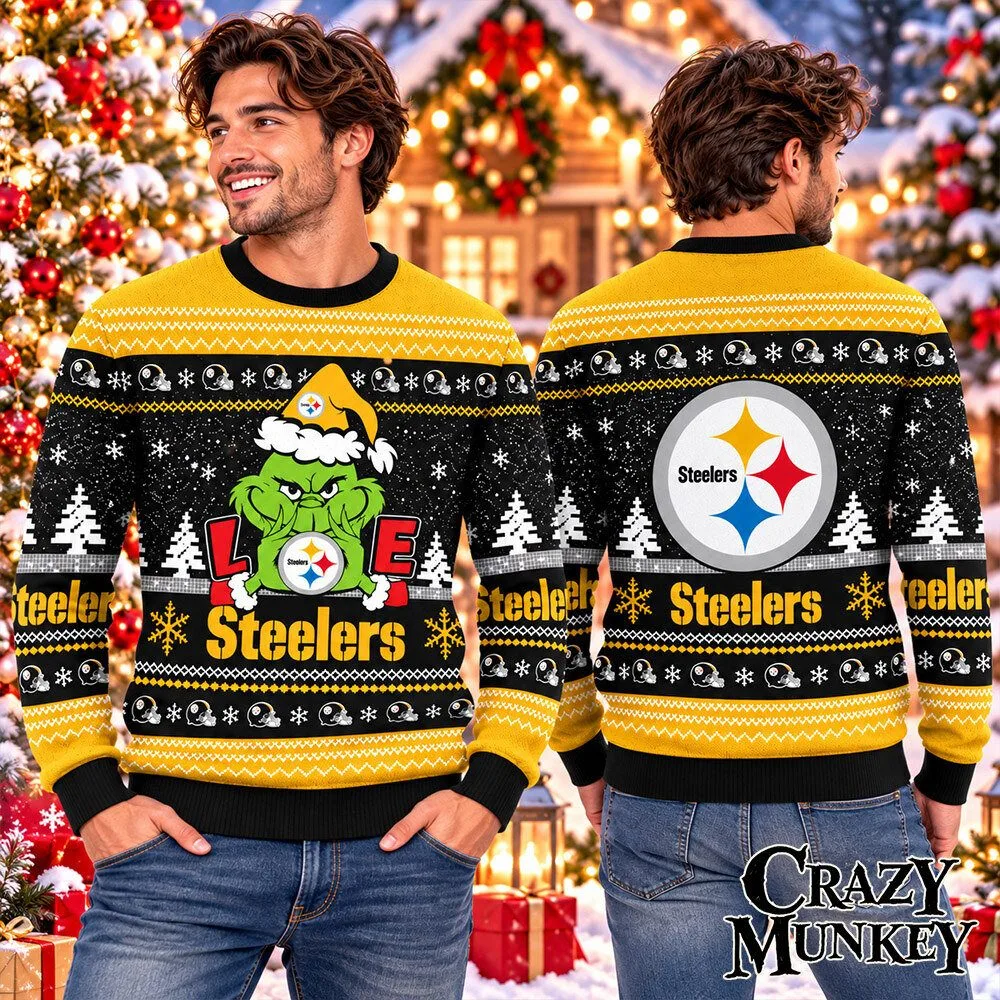 Pittsburgh Steelers Grinch Christmas Mashup Concept Fan Sweater | Apparel