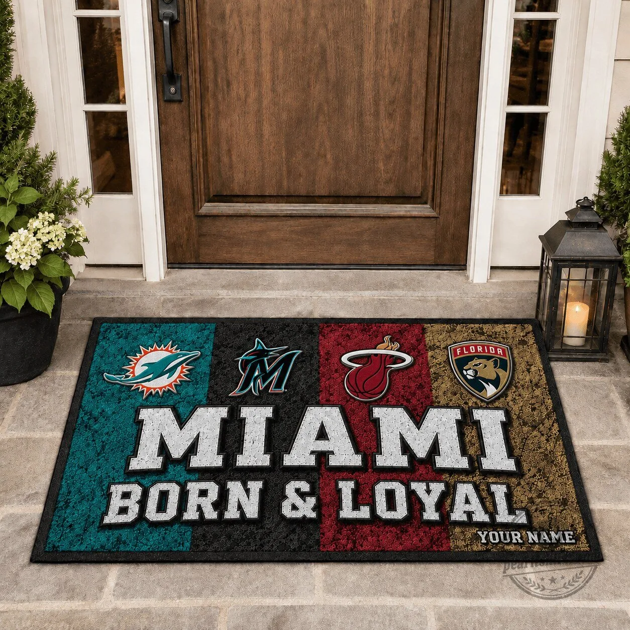 Miami Born and Loyal Personalized Sports Fan Welcome Mat Doormat