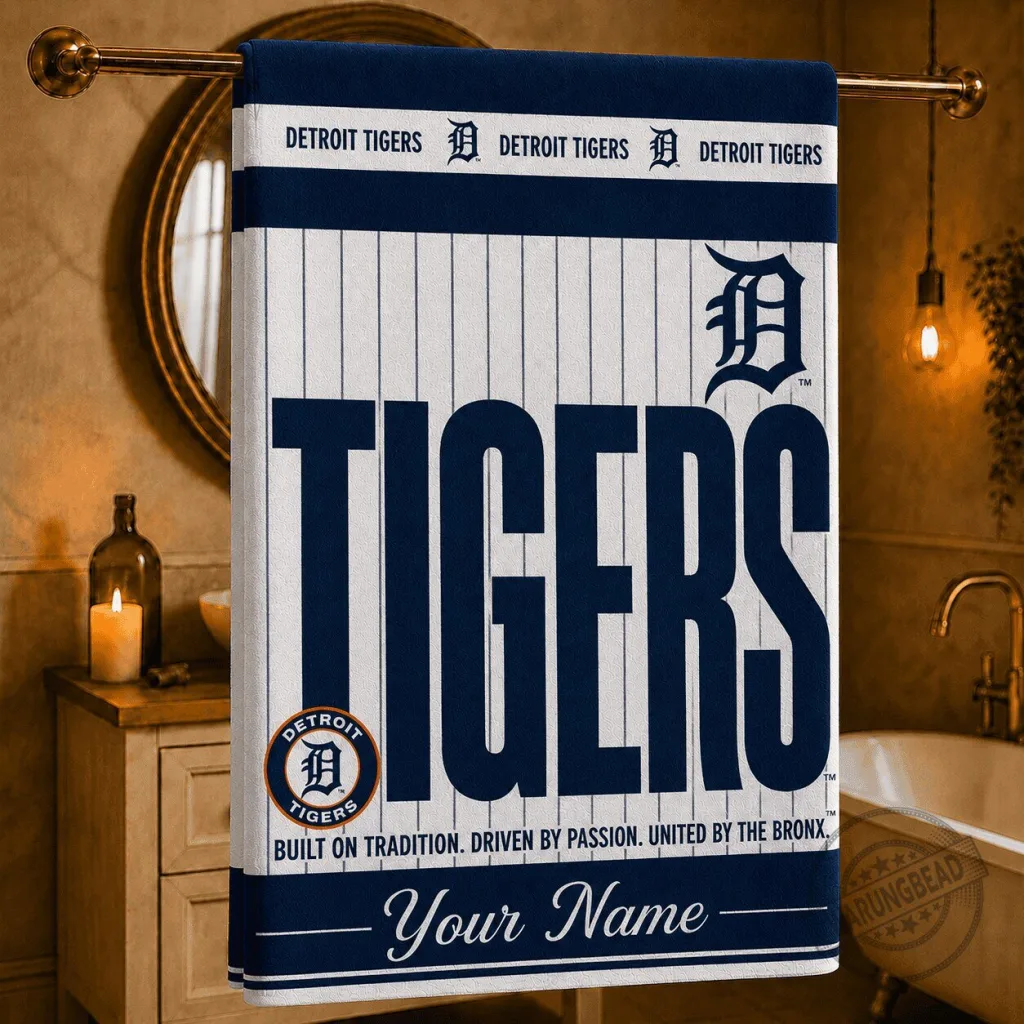Detroit Tigers Baseball Team Personalized Striped Fan Bath Towel Detroit Tigers Baseball Team Personalized Striped Fan Bath Towel