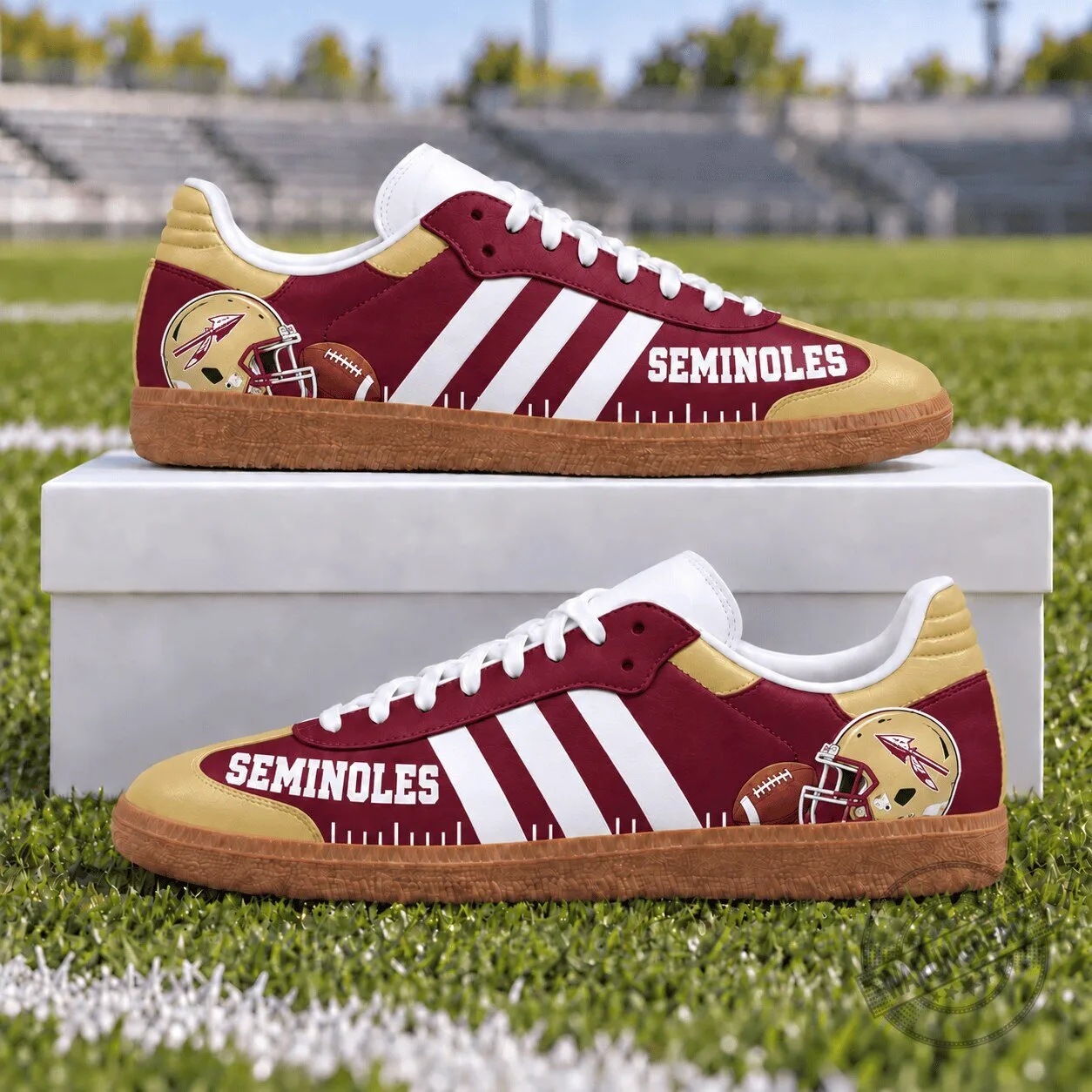 Florida State Seminoles Football Team Logo White Stripe Shoes