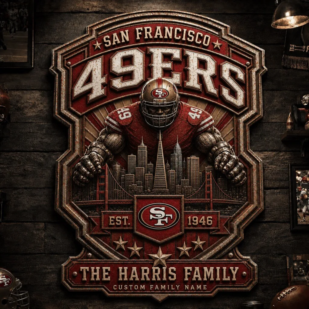 San Francisco 49ers NFL Football Personalized Family Name Vintage Wall Art Plaque San Francisco 49ers NFL Football Personalized Family Name Vintage Wall Art Plaque