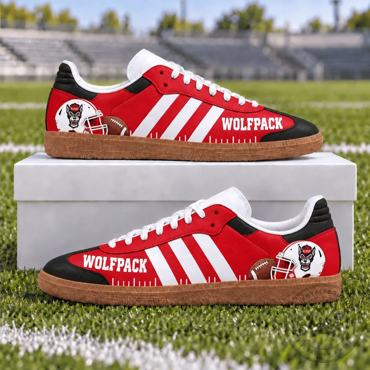 North Carolina State Wolfpack Football Team Red and White Fan Shoes
