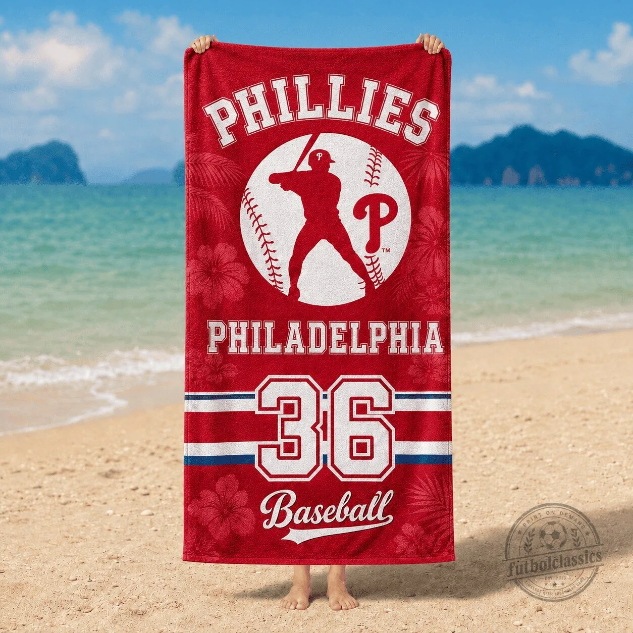 Philadelphia Phillies Baseball Team Personalized Beach Towel