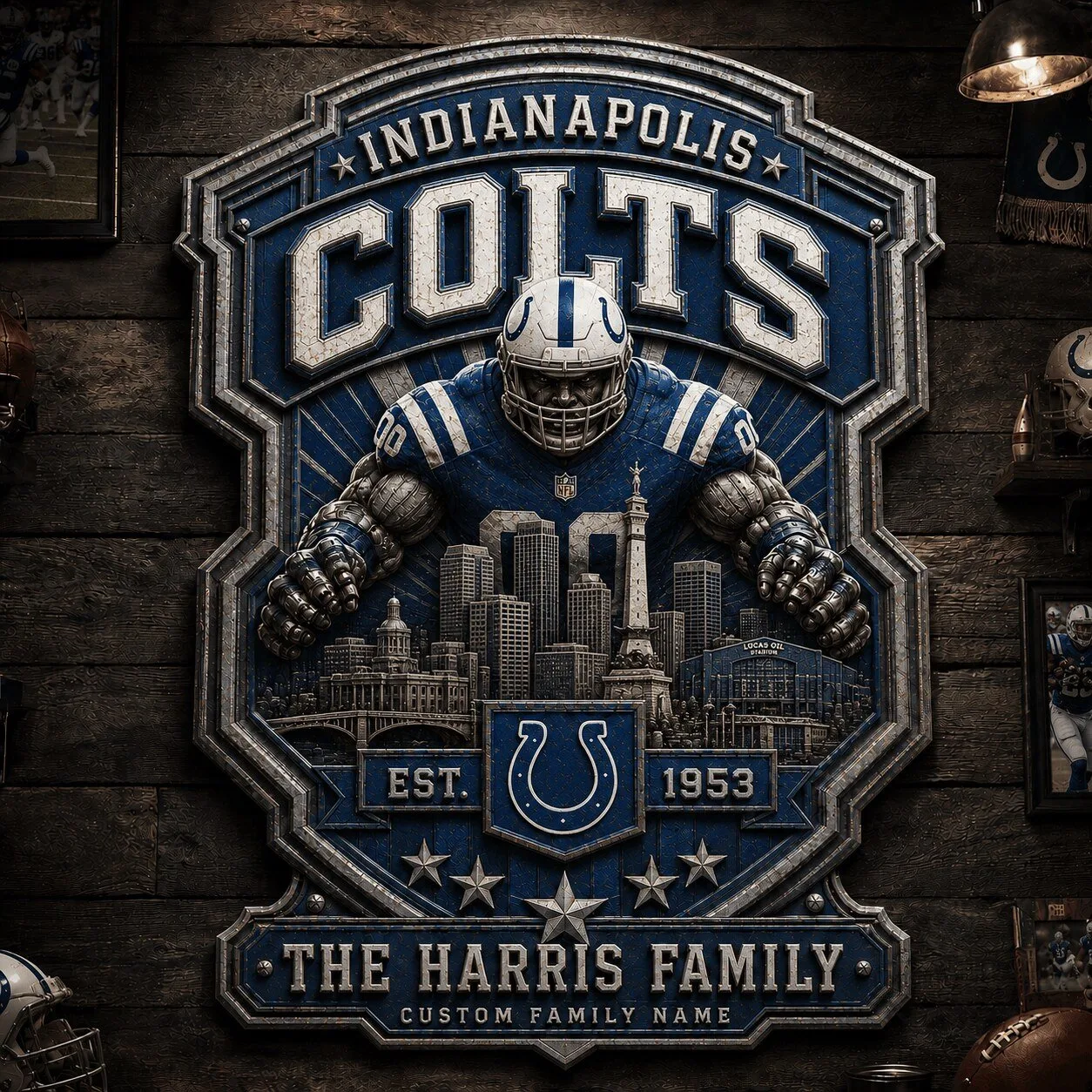 Indianapolis Colts NFL Personalized Vintage Retro Metal Sign City