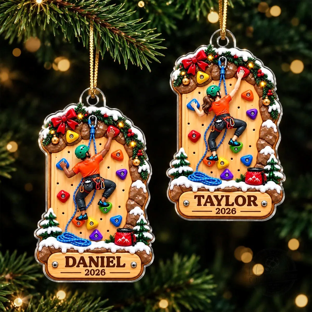Personalized Rock Climbing Christmas Ornament for Kids and Grandchildren