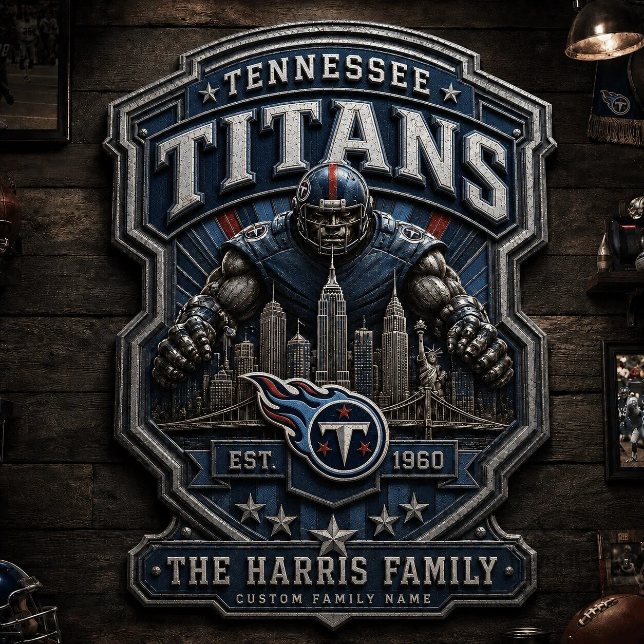Tennessee Titans NFL Personalized Vintage Retro Metal Wall Art Sign