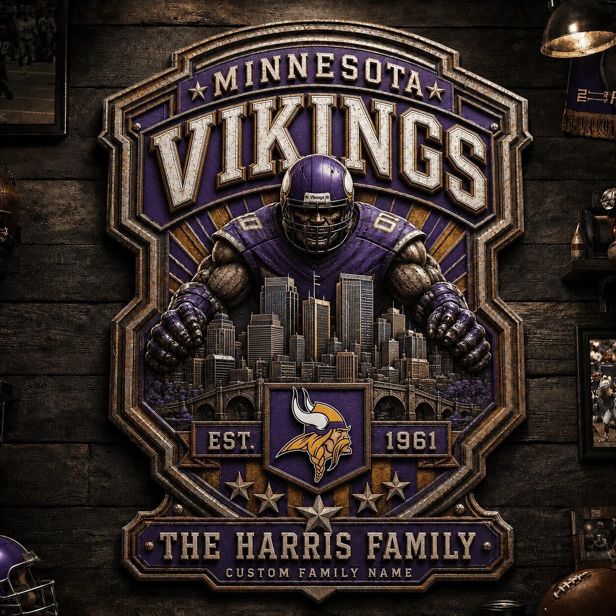 Minnesota Vikings NFL Football Personalized Vintage Retro Metal Sign