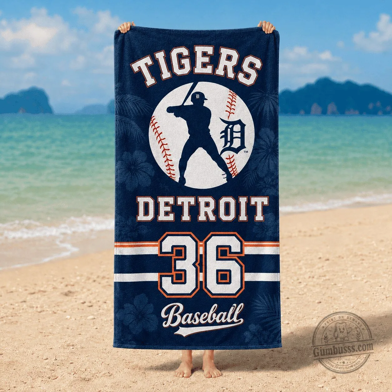 Detroit Tigers Baseball Team Beach Towel Personalized Gift For Fan