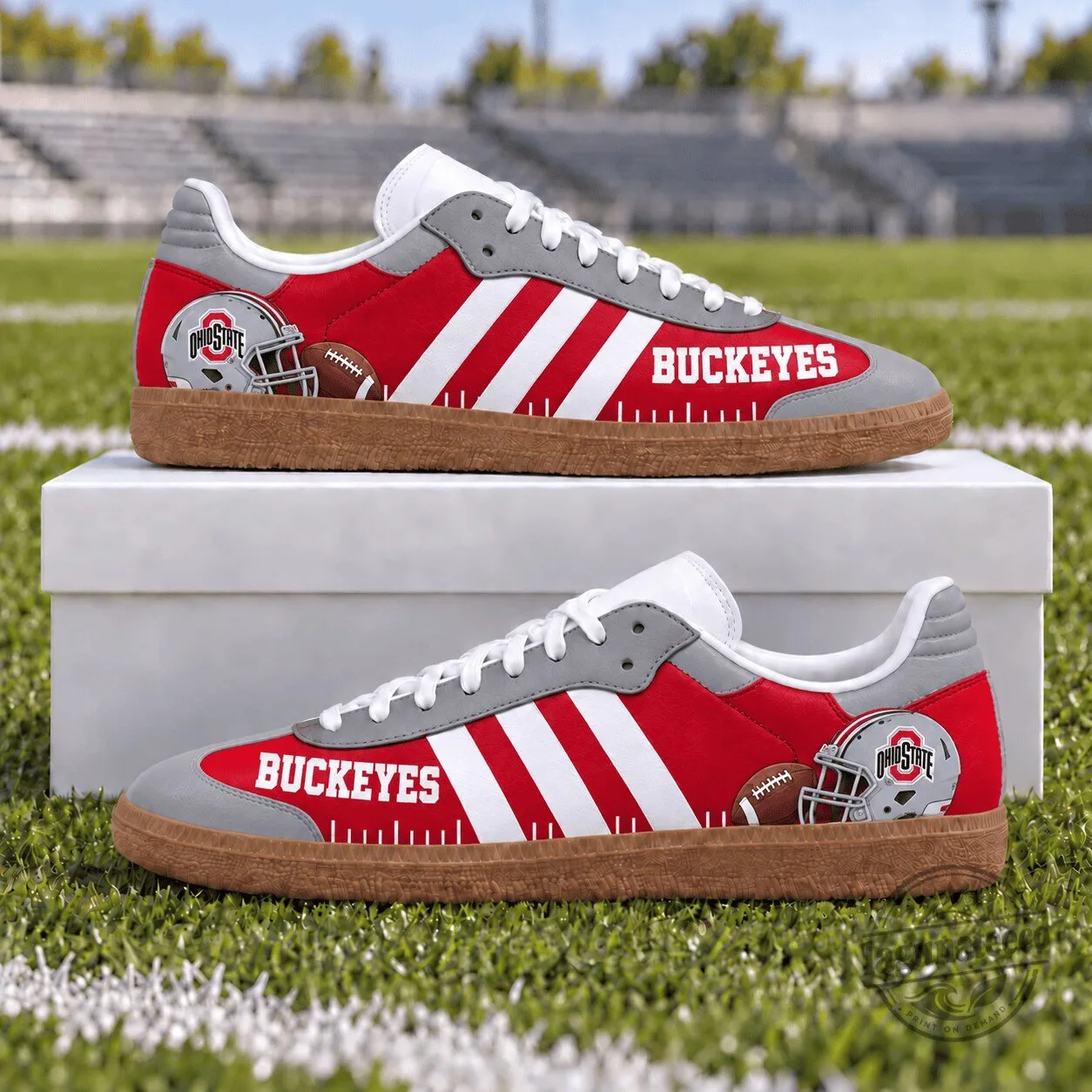 Ohio State Buckeyes Football Team Logo Red and White Sneakers