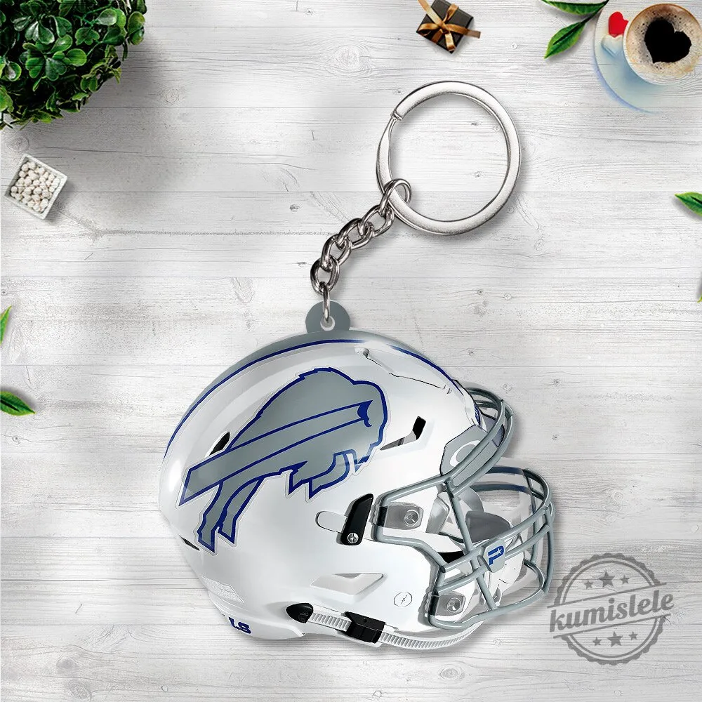 Buffalo Bills Football Helmet Custom Shape Double Sided Keychain