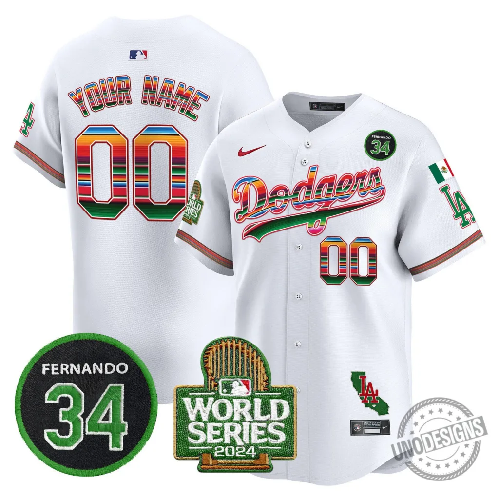 Dodgers Fernando Valenzuela Mexico World Series Patch Baseball Jersey