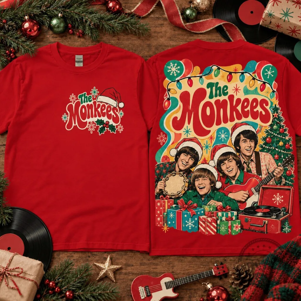 The Monkees Christmas Holiday Rock Band Music Fan T-Shirt The Monkees Christmas Holiday Rock Band Music Fan T-Shirt