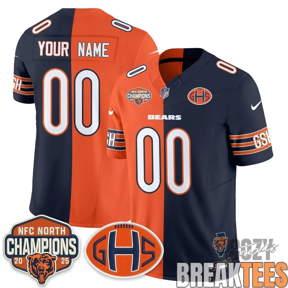 Chicago Bears 2025 NFC North Champions Split Edition Football Jersey 5 Chicago Bears 2025 NFC North Champions Split Edition Football Jersey