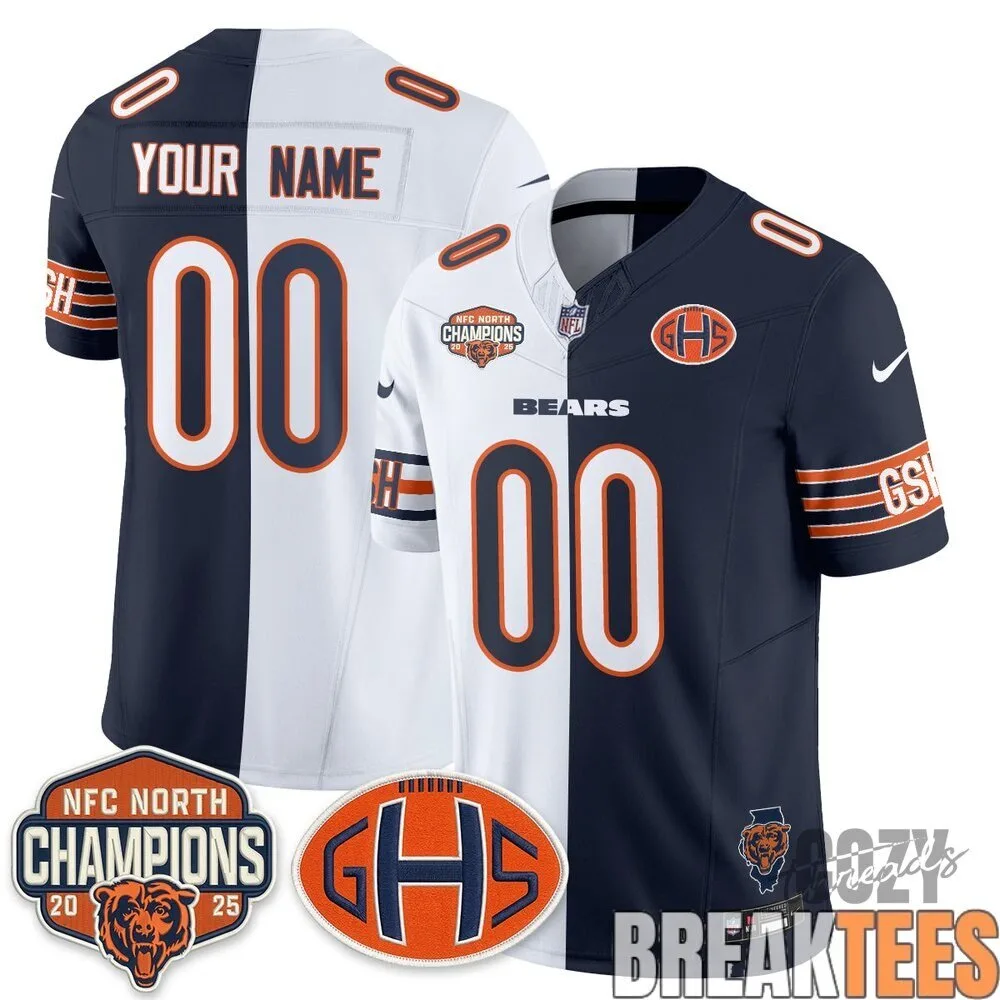 Chicago Bears 2025 NFC North Champions Split Edition Football Jersey 6 Chicago Bears 2025 NFC North Champions Split Edition Football Jersey