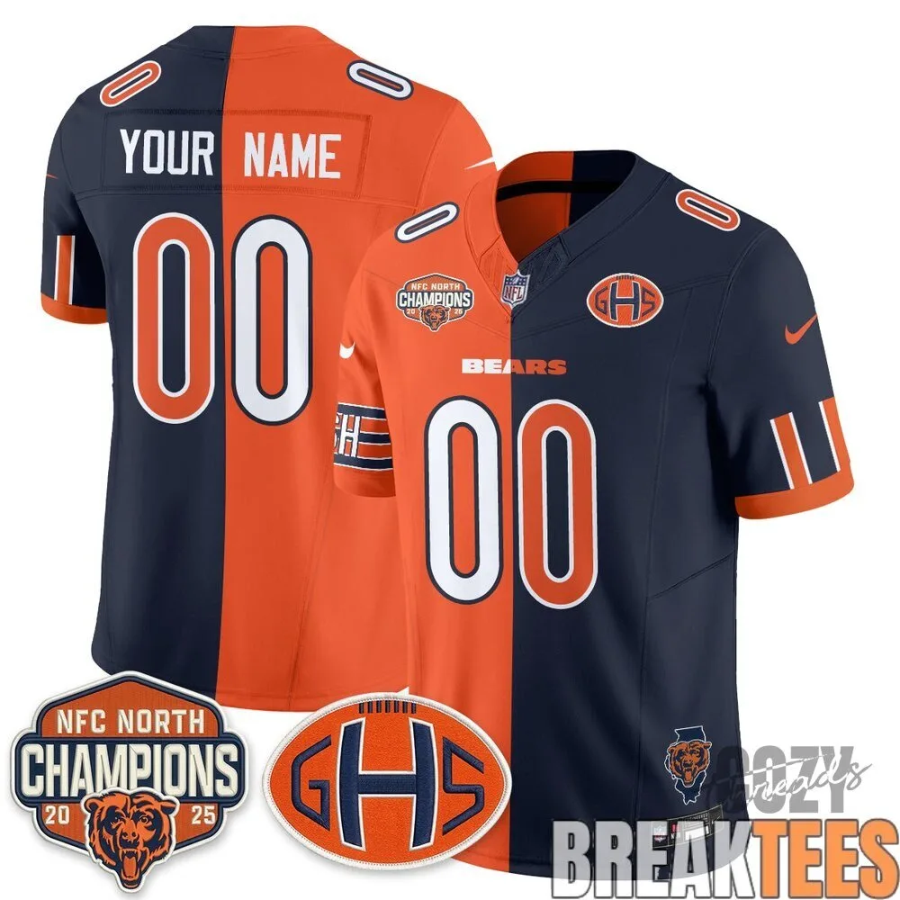 Chicago Bears 2025 NFC North Champions Split Edition Football Jersey 7 Chicago Bears 2025 NFC North Champions Split Edition Football Jersey
