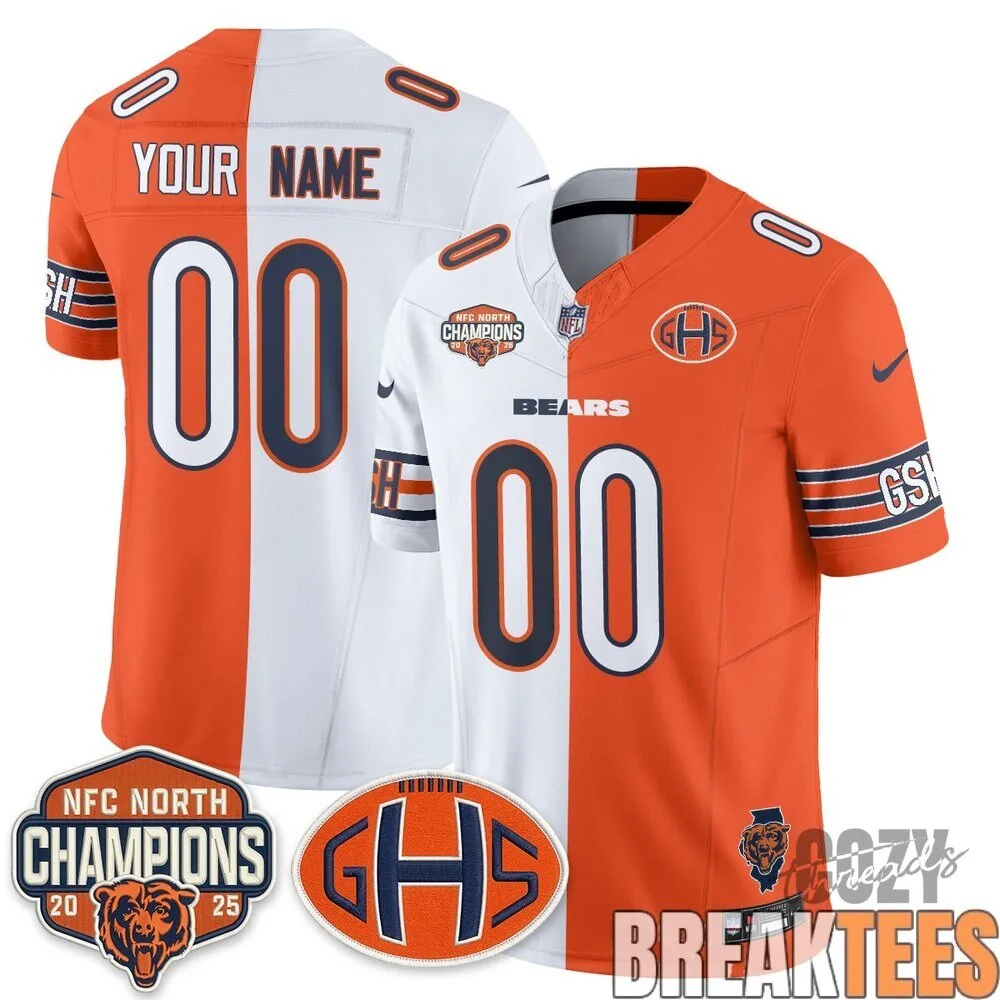 Chicago Bears 2025 NFC North Champions Split Edition Football Jersey 8 Chicago Bears 2025 NFC North Champions Split Edition Football Jersey