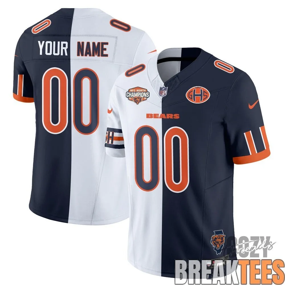 Chicago Bears 2025 NFC North Champions Split Edition Football Jersey 9 Chicago Bears 2025 NFC North Champions Split Edition Football Jersey