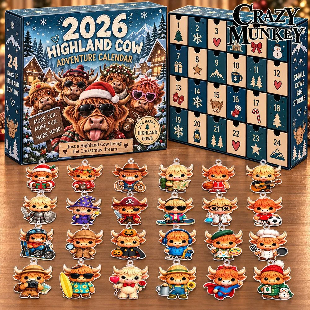 Highland Cow Christmas Crew 2026 Advent Calendar | Collectibles